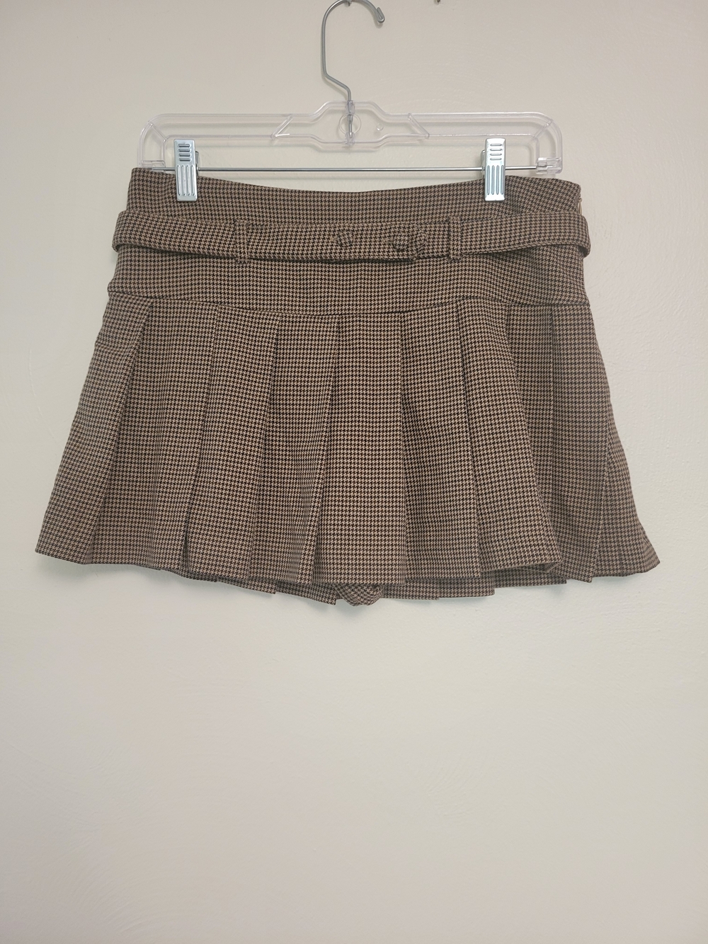 Zara Houndstooth Checked Pleated Academia Preppy Retro Classic Mini Skort Size S